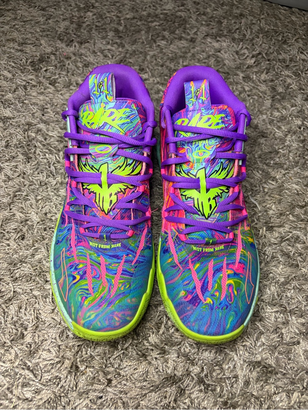 Puma Kids Multicolor Athletic Shoes - Purple & Neon Green